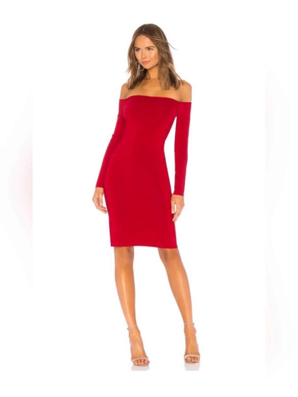 Elizabeth and James Red Off-the-shoulder Sheath Bodycon Dress Size 4